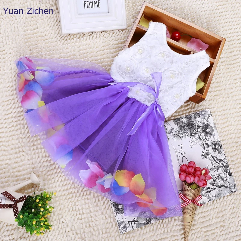Style Summer Newborn  Dress Baby Girls Sweet Wedding Party Flower Chiffon Bow Dress Baby Kid New Years Clothing  Princess Dress
