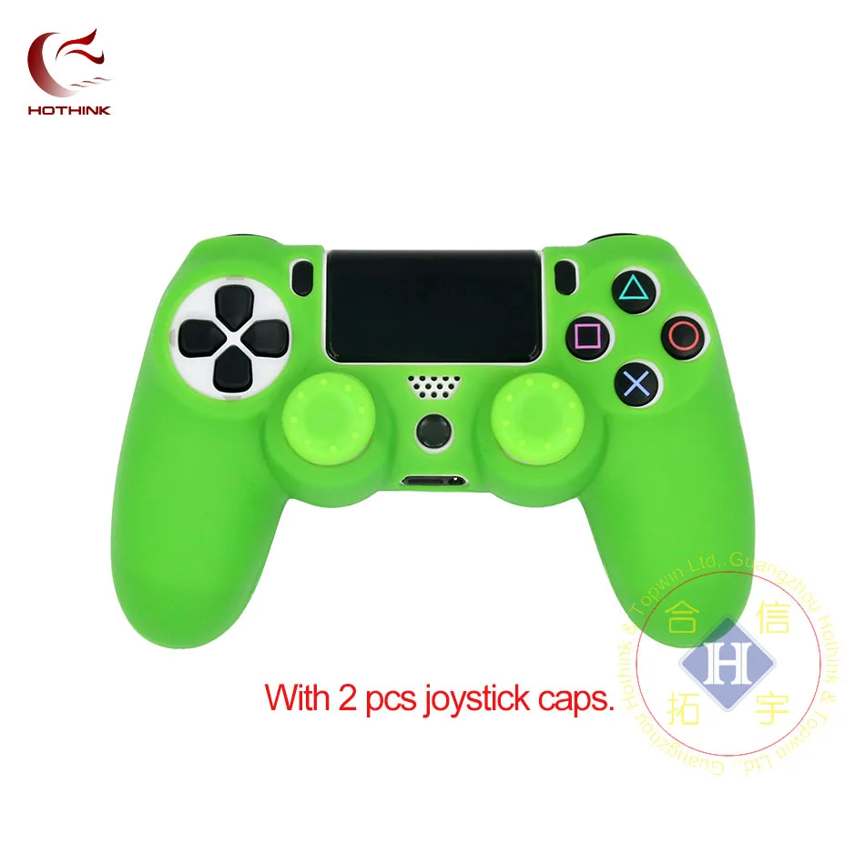 

HOTHINK Silicone Cover Case +Thumbstick Joystick Cover Grips Caps For Playstation 4 PRO PS4 SLIM Dualshock 4 Controller