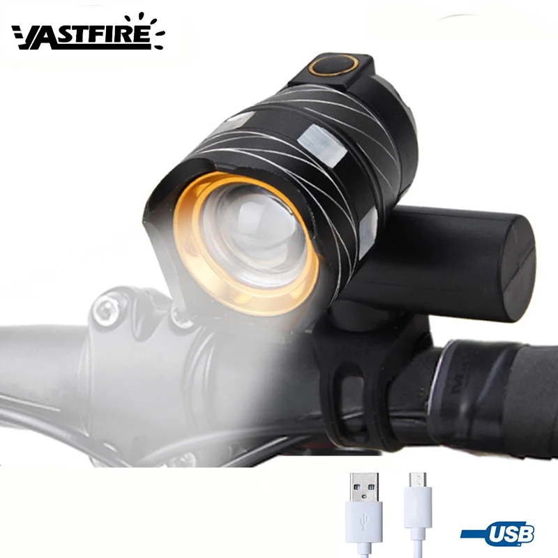 

USB Rechargeable Bicycle Light Zoomable Front Handlebar Lamp 3 Modes Bike Headlight with Mount for Cycling