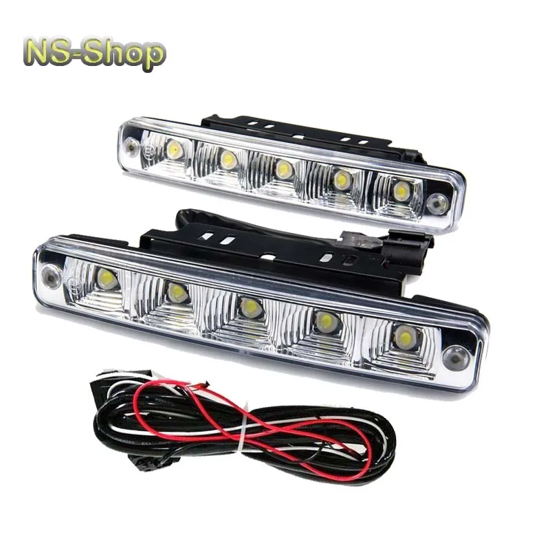 

High Power 10W 6000K Xenon White 5 LED DRL Daylight Driving Daytime Running Light Lamp For Car SUV Sedan Coupe Vehicle