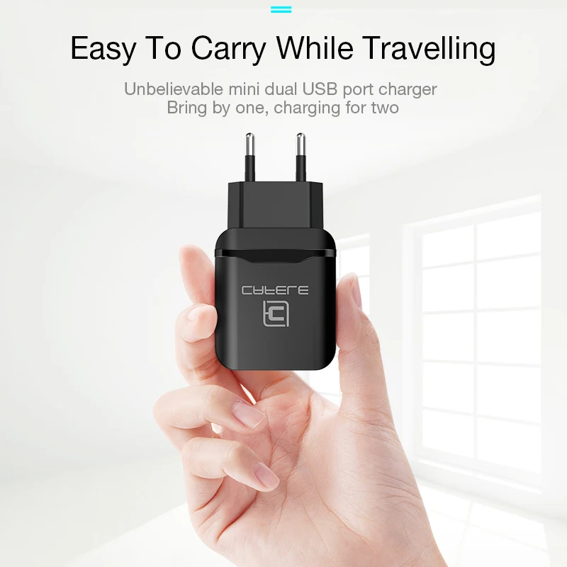 CAFELE USB Charger EU US Plug Adapter Travel Charging Charger USB 2.4A Dual Output Universal Charger Smart Phone Charger
