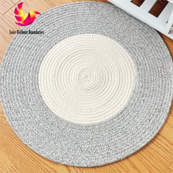 

Round Rug Cushion Circular lPope Woven Woven Solid Color iving Room Bedroom Washed Capet Cotton Reversible