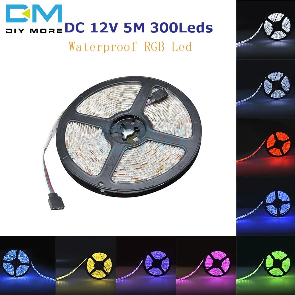 

DC 12V 5 Meter 10 Colors 5M Waterproof RGB Led Strip Light Tape 300Leds SMD5050 LED Strip Lighting Diode Ribbon Tape Flexible