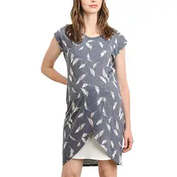 MUQGEW 2019 кормящих платья грудное вскармливание для Для женщин для беременных с принтом листьев конверт для младенца Топ Кепки без рукавов