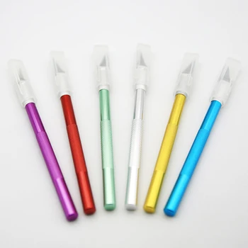 

1PCS Art Knife With Cap Non-Slip Metal Scalpel Knife Tools Kit Cutter Engraving Craft Knives Pen Cutter PCB Repair DIY Tool