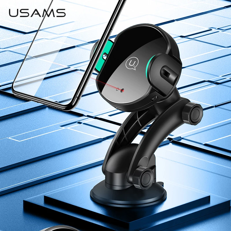 

USAMS Qi Wireless Car Charger Automatic Infrared Induction 10W Car Phone Holder Charge Fast Wireless Charging for iPhone Samsung