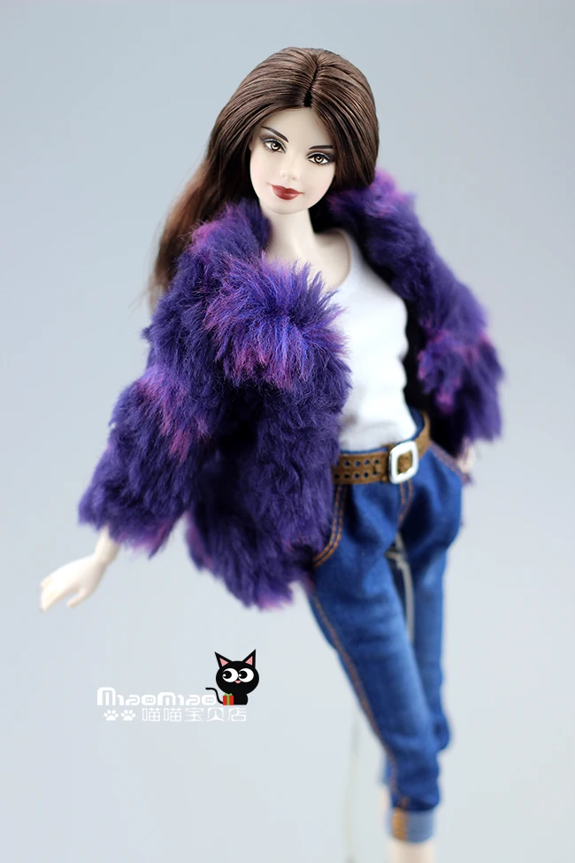 Зимнее пальто фиолетовое меховое пальто кукольная одежда фиолетовая куртка кукла аксессуары для куклы Барби