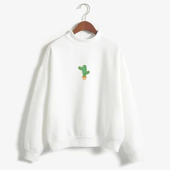 

Kpop Korean Cactus Graphic Sweatshirt Tops Women Harajuku Sweet Style Oversized Sweatshirt Pullover Schoolgirl Streetwear