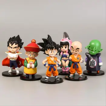 

6pc a pack Seven Dragon Balls Cartoon Hand-made Toy Sun Wukong Doll Begitta Model Mini cute Action Figure Toys For Children