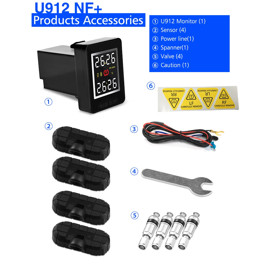 TPMS система контроля давления в шинах U912-NF+ с 4 встроенными сенсорами обновления для Toyota Mazda Honda и Nissan серии автомобилей