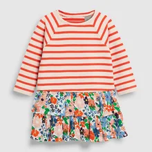 Little maven/модная брендовая осенняя одежда для маленьких девочек; оранжевое платье в полоску; хлопковые платья с принтом для маленьких девочек; S0508