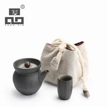 Tangpin 2017 neue ankunft schwarz geschirr reise teekanne wasserkocher tee tasse keramik tragbare reise tee-set