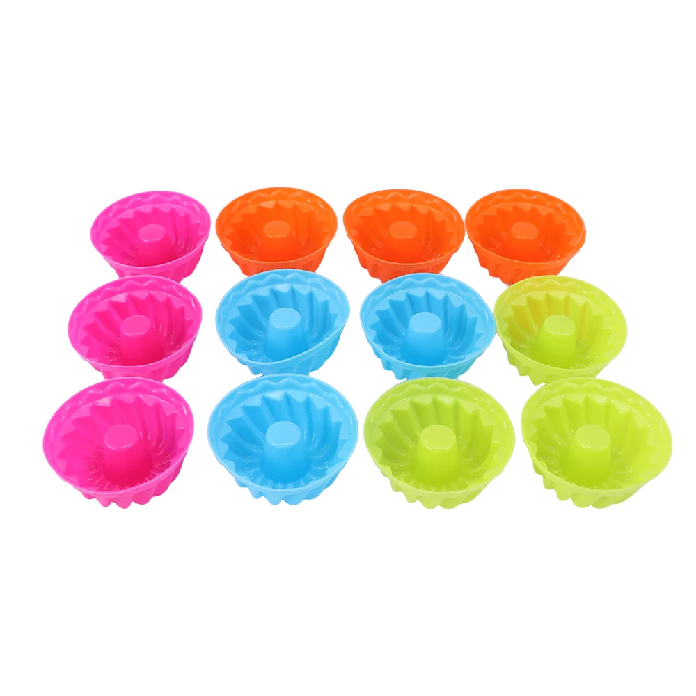 

12pcs/set Silicone Cake Molds Cake Bakeware 3D Bread Pastry Mold DIY Jelly Cupcake Mold Baking Tools