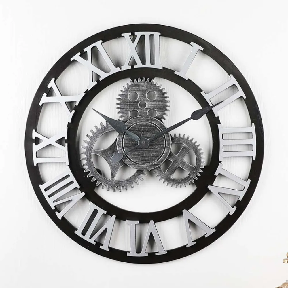 Европейские ретро промышленные ветровые шестерни новая гостиная Бар Настенные декорации личные часы c