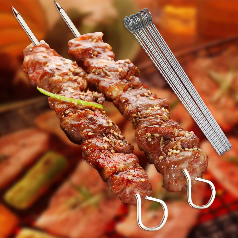 

NICEYARD Easily Clean BBQ Needle Tool Iron Utensil Fork 12Pcs Barbeque Skewers Needle Outdoor Camping Picnic Tools 30cm