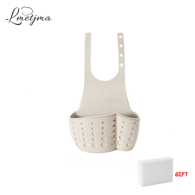 

LMETJMA Wheat Fiber Sponge Holder Kitchen Sink Soap Sponge Drain Rack With Sponge as Gift Bathroom Sucker Storage Holder PL0007
