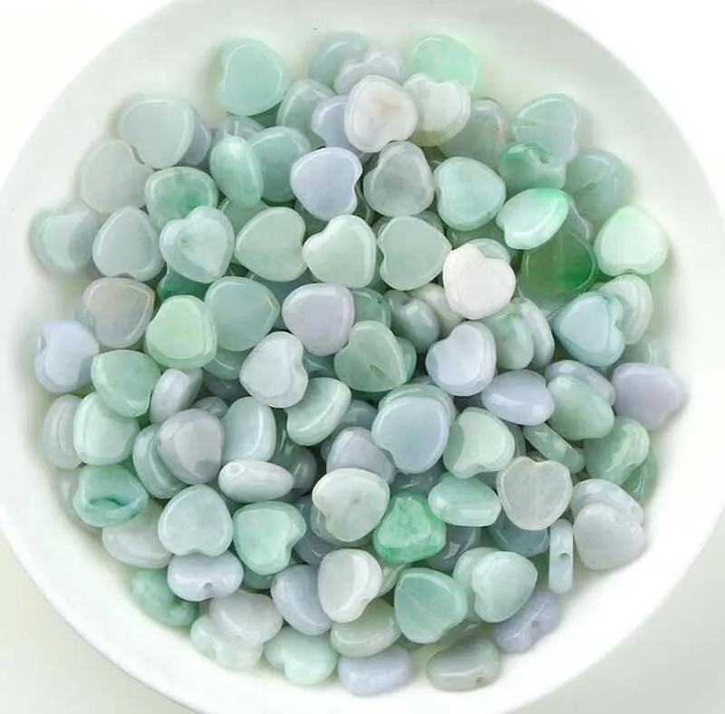 Натуральный нефрит восковой нефрит маленькое сердце любовь DIY браслет ожерелье бисер тканые ювелирные изделия ручной работы аксессуары