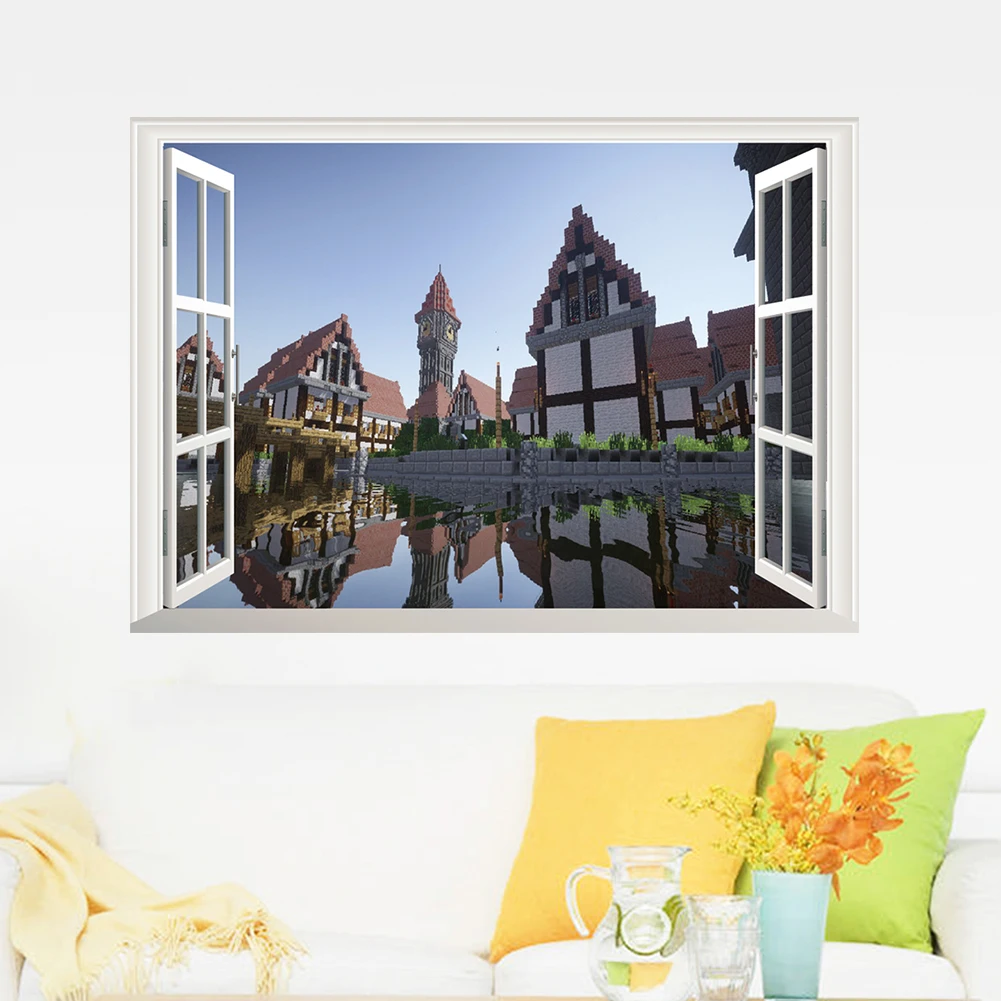 

3d vivid Minecraft Wall Stickers For Kids Rooms Mural Poster Home Decor Cartoon Games Wall Decals