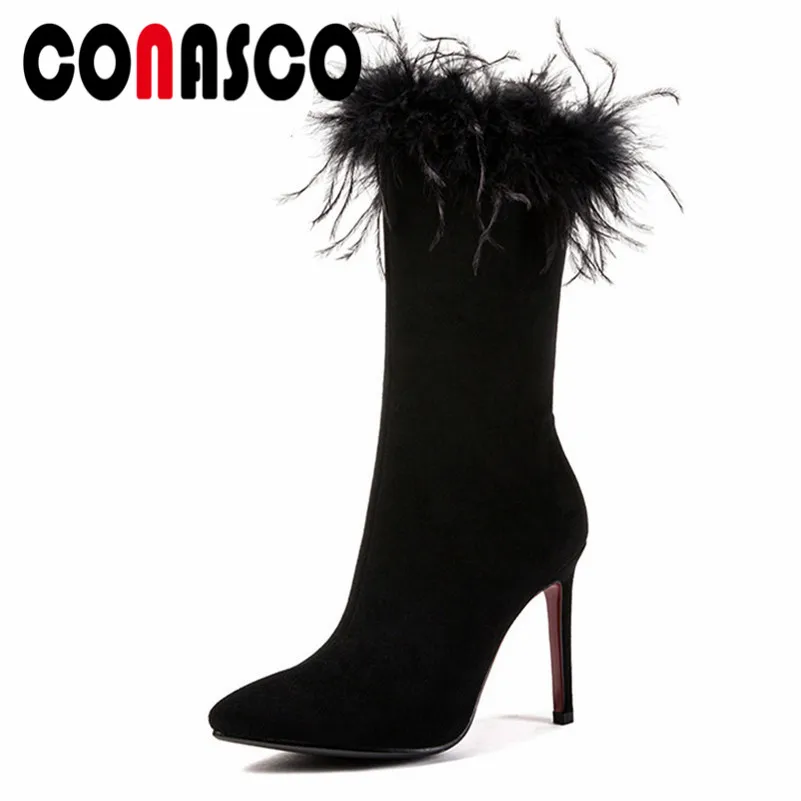 

CONASCO Women High Heels Wedding Party Dancing Shoes Woman Autumn Winter Fashion New Knight Boots Ladies Long Martin Shoes