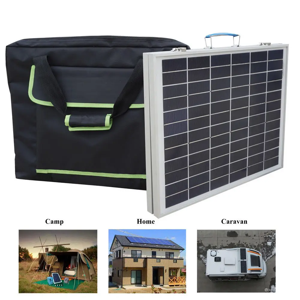 

Suitcase Portable 50W Folding Solar Panel for 12V Battery Power With controller