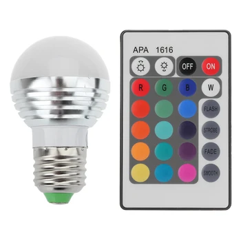 

3W RGB E27 16 Colors LED Light Bulb Lamp Spotlight 85-265V + IR Remote Control free shipping