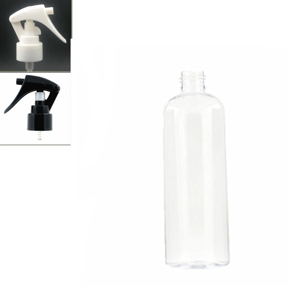 

300ml empty round Plastic Bottles, clear PET bottle with white/black trigger sprayers