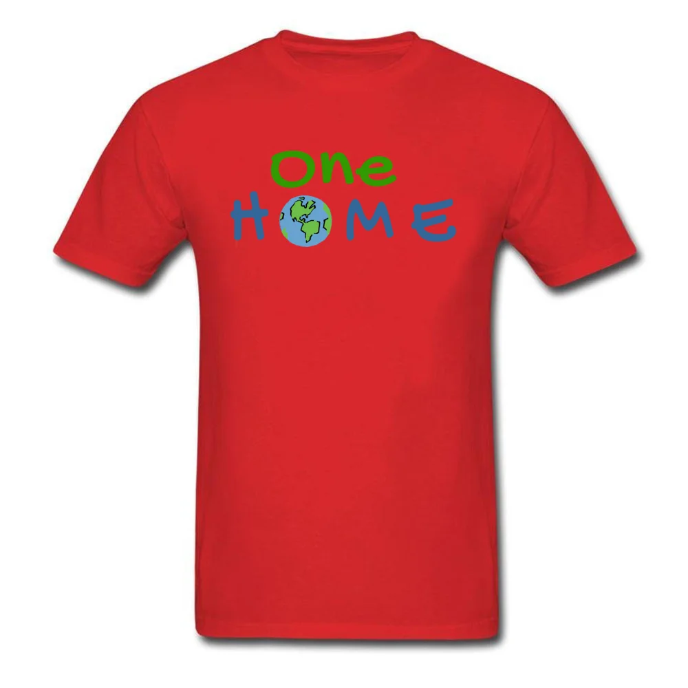 One Home Environmental Message Men Funny Tops Shirts Crewneck Thanksgiving Day Pure Cotton T Shirt Family Short Sleeve T Shirt One Home Environmental Message red