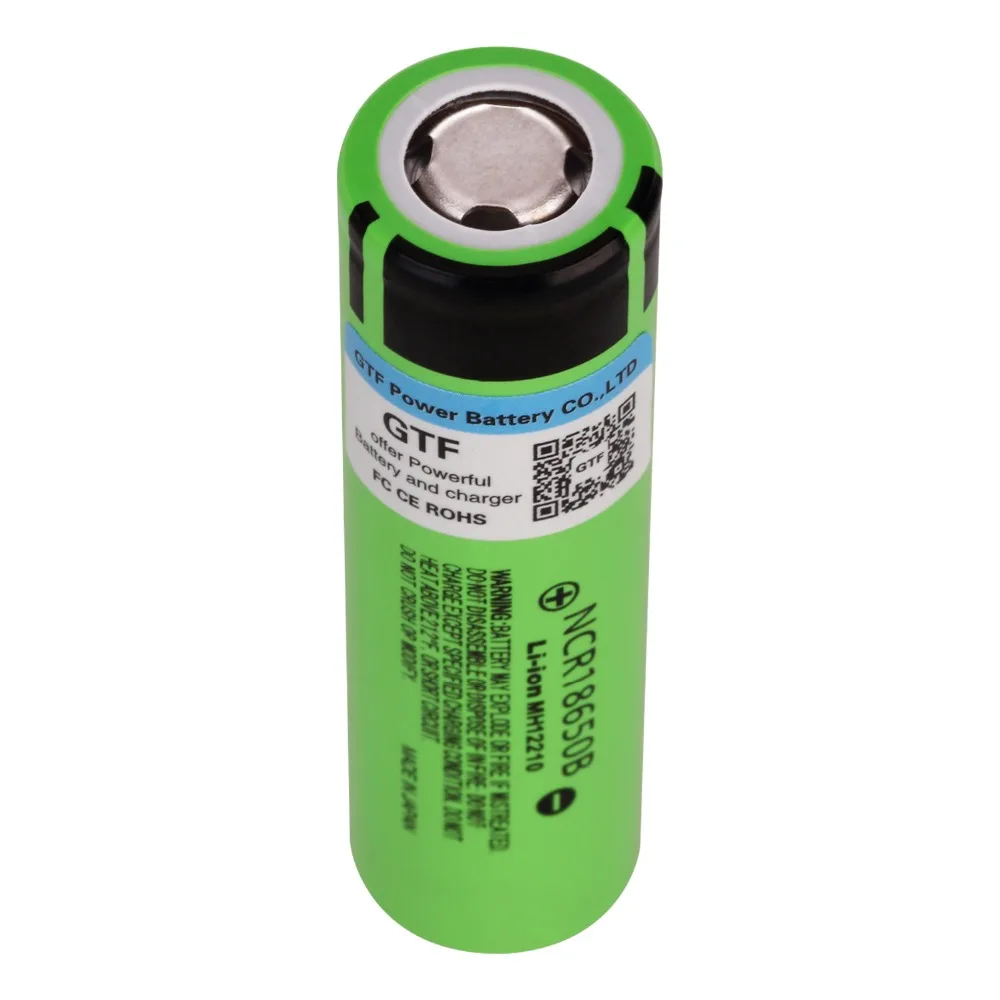 GTF 100% оригинал 2 шт 18650 Батарея с Зарядное устройство 3 7 V 3400 mah NCR18650B литиевых