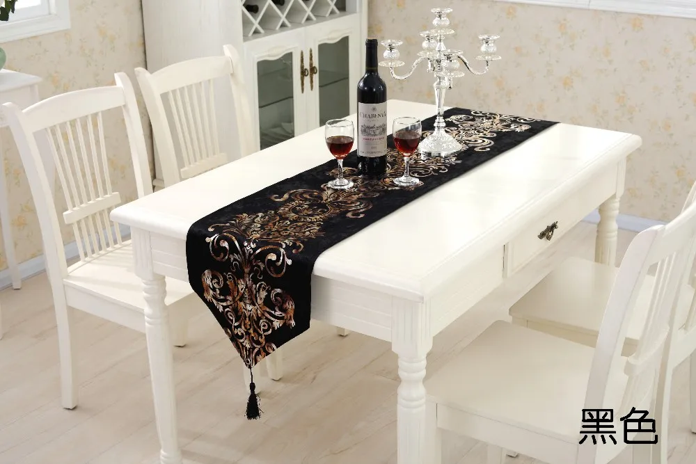 Кофейный Серый стол дорожка Ткань Свадебный декор флокированные дамаски приподнятый цветок