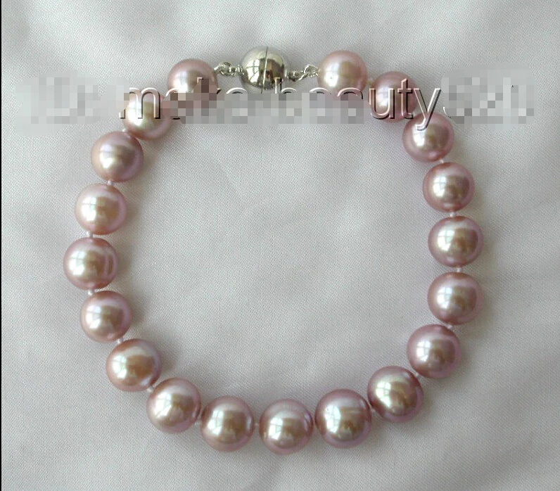 

stunning 11mm round lavender freshwater cultured pearl bracelet s260Noble style Natural Fine jewe Fast (D) SHIPPING