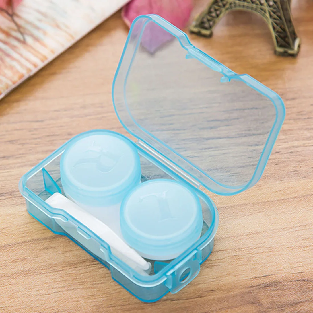 

Professional Random Color 1 Piece Best Transparent Pocket Plastic Contact Lens Case Travel Kit Easy Take Container Holder