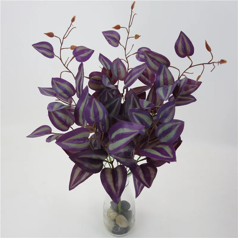 

52cm Artificial Silk Purple eyebrow Leaves Branch for Home Wedding Party Decor Craft Multicolor Fall Vivid Fake Flower Leaf