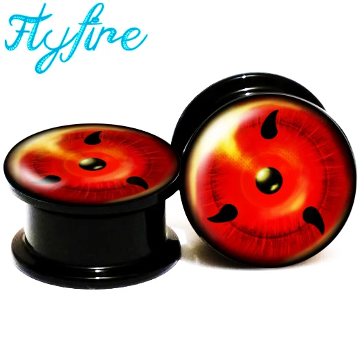 PAIR Naruto Sharingan Shippuuden Eyes Screw Fit Ear Gauges Flesh Ear 