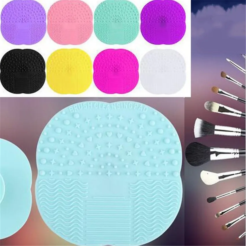 

8 Color Silicone Makeup Brush Cleaning Washing Cleanser Guard Board Mat Hand Tool Cosmetic Scrubbing Pad Clean Plate Makeup Tool