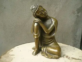 

Chinese Fengshui Handmade Old Brass Copper Statue Sleeping Sakyamuni Buddha