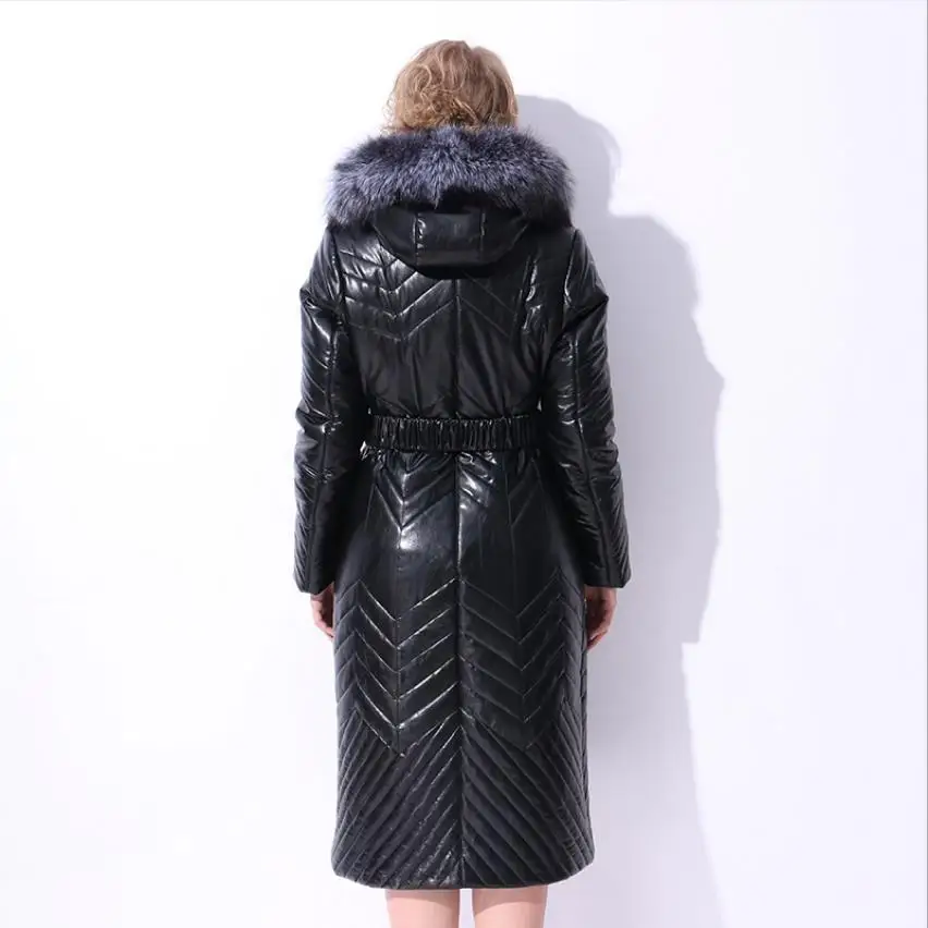Зимнее пальто из натурального гусиного пуха, большие размеры, модный бренд, натуральный Лисий мех, с капюшоном, гусиный пуховик, женское плотное теплое пальто, wq574