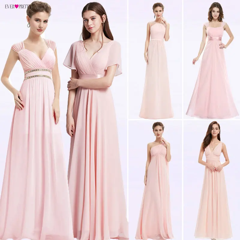 Ever Pretty Women Elegant Ladies Evening Dresses Long A-line V-Neck Chiffon Sleeveless Backless Pink Party Dresses For Wedding Ever Pretty Women Elegant Ladies Evening Dresses Long A-line V-Neck Chiffon Sleeveless Backless Pink Party Dresses For Wedding