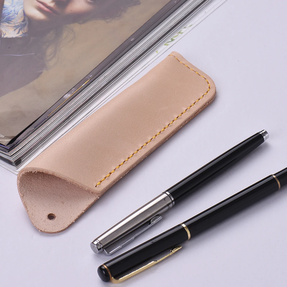 Handmade Retro Vintage Full Grain Leather Pencil Case Pouch Pen Holder Organizer Bag Stationery Gift for Kids Students Artists