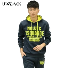 Uwback Для мужчин Толстовка и Брюки для девочек осень г. костюмы Наборы для ухода за кожей с капюшоном с буквенным принтом Повседневное футболки эластичный пояс Мотобрюки 5xl xa327