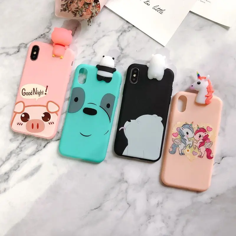 3D чехол для etui iPhone 8 5 5S SE Медведь Свинья мягкий Coque X XR XS Max Apple 6 6s 7 Plus Funda |