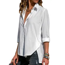 VZFF Women Blouse 2019 Autumn And Winter Fashion Office Irregular Shirts Button Solid Color Casual Shirt Women