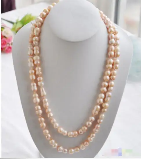 

Hot sale new Style >>>>>50" 20mm PINK peanut DOUBLE BAROQUE FRESHWATER PEARL NECKLACE