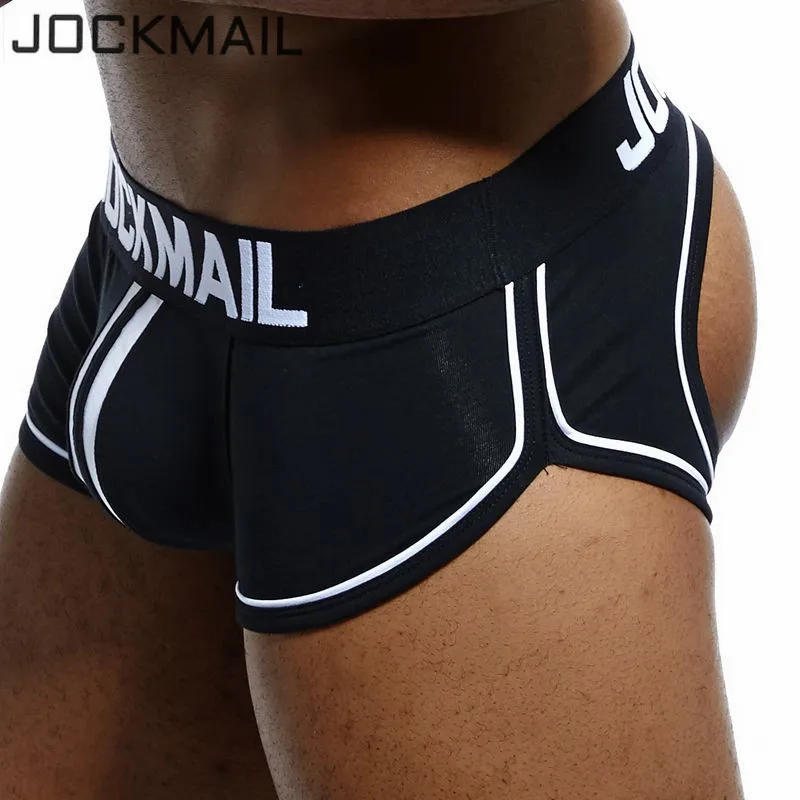 JOCKMAIL, сексуальное мужское нижнее белье, боксеры, для мужчин, открытая спина, с дырками, мужские боксеры, трусы, хлопковые трусы, боксеры, шорты, мужские трусики для геев