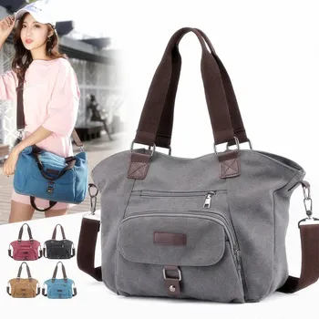 

2019 Classic Canvas Women Messenger Bag Casual Handbags Large capacity Shoulder bag Ladies Vintage Crossbody Travel Bags Tote