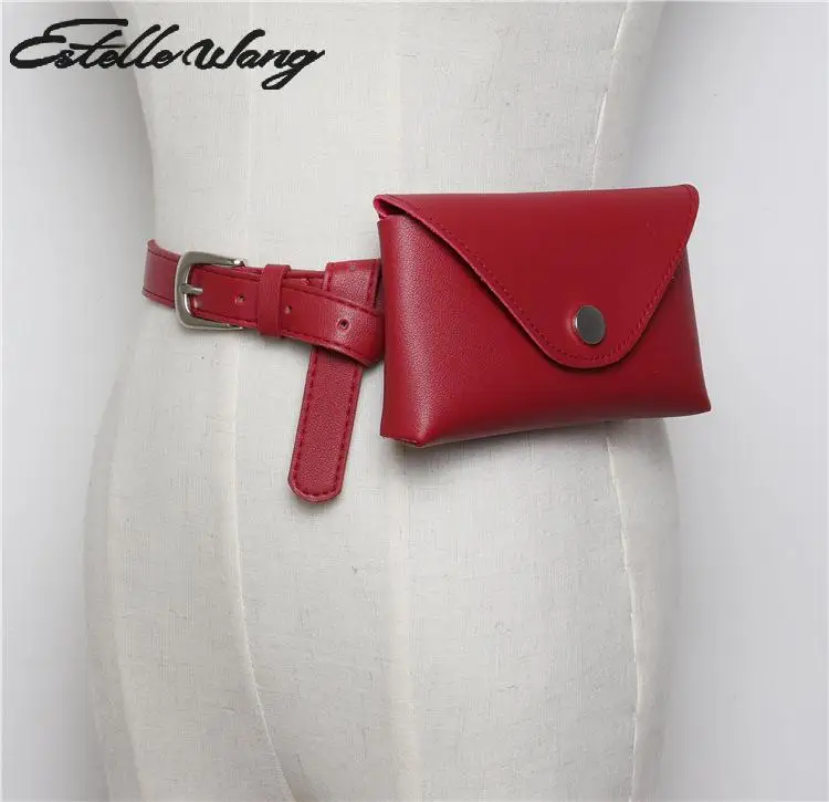 

2018 New Estelle Wang Pu Leather Waist Packs Women Fashion Small Fanny Pack Bag Female Envelope Belt Multicolour Phone Bag