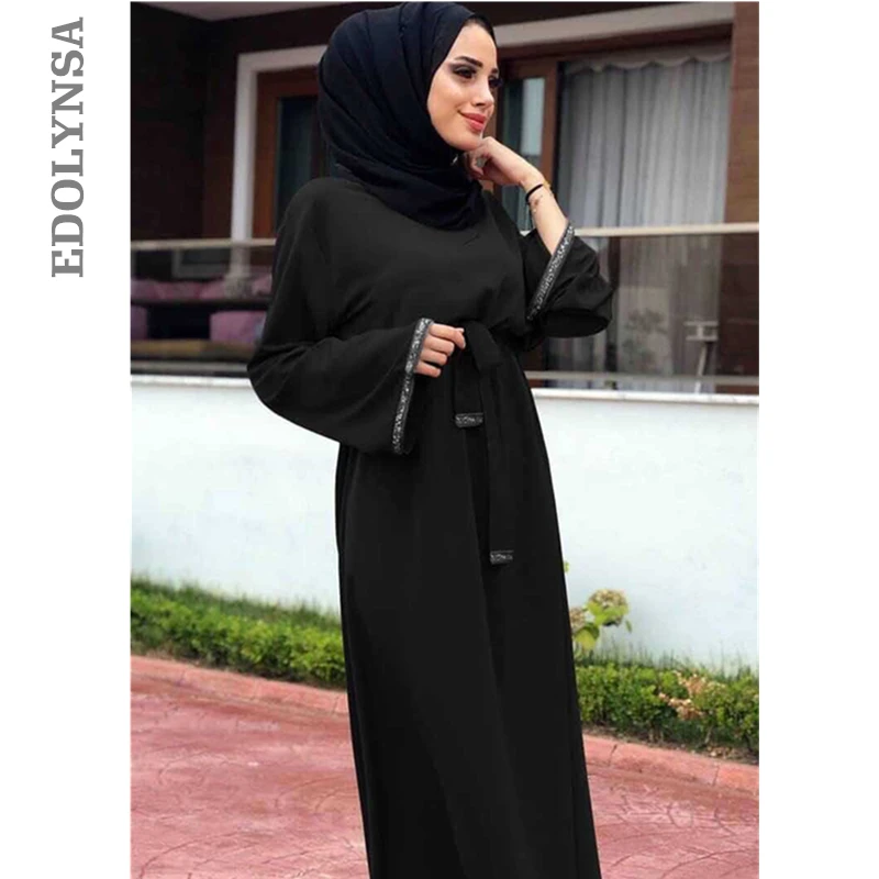 Г. однотонные Ислам ic Костюмы марокканской кафтан Дубай джилбаба черный турецкий Абаи Для женщин Ислам туника с длинным пакистанских платье химар D748