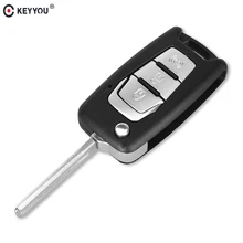 KEYYOU New Arrival Flip Folding Remote Car Key Shell Case Fob 3 Buttons For SsangYong Korando New Actyon C200 2016 2017 Uncut