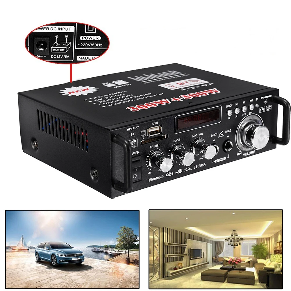 12V 220V ЖК дисплей Дисплей цифровой усилитель HIFI аудио стерео Мощность с цифровым