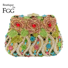 Бутик De FGG с множеством кристаллов цветок Роза Женский Кристалл Кошелек вечерняя сумочка клатч Свадебный с кристаллами клатч Свадебная вечеринка Minaudiere