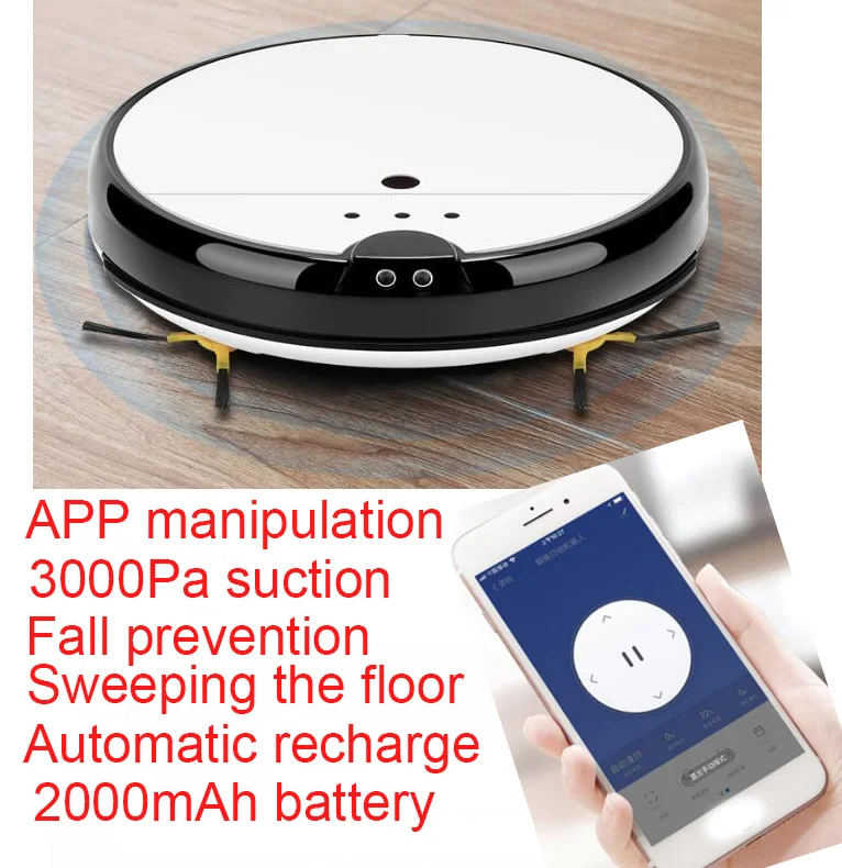 

Strong Suction Smart Robot Vacuum Cleaner Work with Tuya Smart Life App 3 In1 For Home Dry Wet Water Tank Brushless Motor
